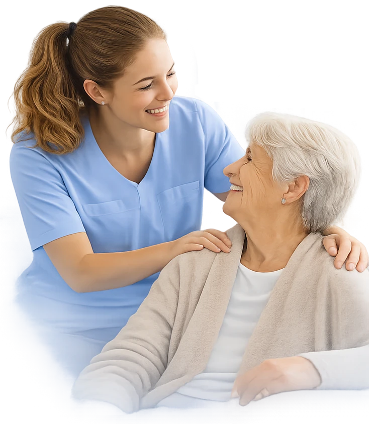 Jobs im Sozialwesen - Junge Frau im Gespräch mit älterer Dame